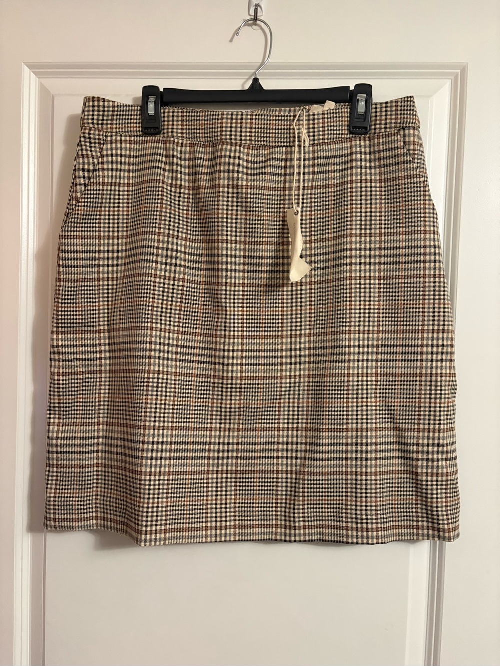 Classic Plaid A-Line Skirt - Beige/Brown